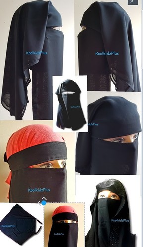 Jet black niqab hijab veil - black,