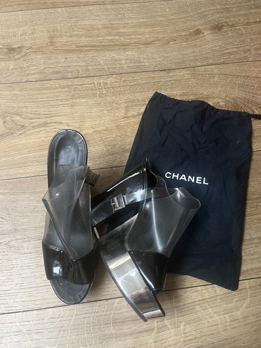 Chanel mirror platform wedge