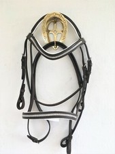 SHETLAND/SMALL PONY QUALITY DIAMONTE COMFORT BRIDLES WITH WHITE PADDING +REINS