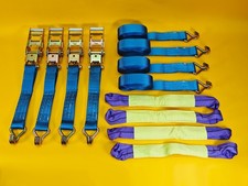 4x Recovery Ratchet Strap SET 5ton Tie Down Alloy Wheel High-Visibility Blue UK