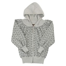 Yves Saint Laurent Knit Hoodie Full Zip Pattern 100% Wool Sweatshirt Womens XL