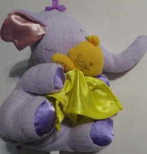 Fisher-Price Heffalump Purple Elephant Yellow Blanket Plush 9" Winnie Pooh