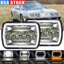 2x Fit FOR Pontiac Firebird 1982-1990 5x7'' 7x6" LED Headlights Hi-Lo Beam Halo