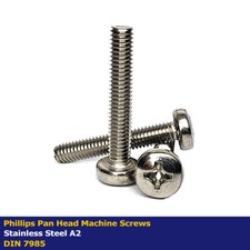M8 x 30mm PHILLIPS PAN HEAD MACHINE SCREWS STAINLESS STEEL A2 - DIN 7985