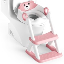 Toddler Potty Training Toilet Seat Foldable Potty Seat w/Steps Ladder Step Stool