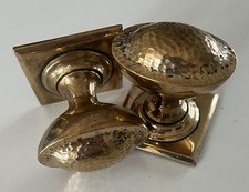 Antique Old Victorian Arts & Crafts Pair Oval Bronze Door Knobs Handles (DK100)