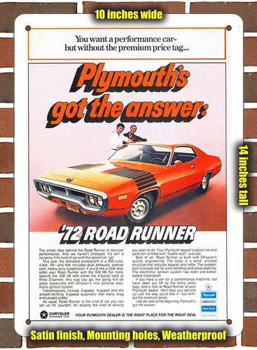 Metal sign 1972 plymouth - metal,