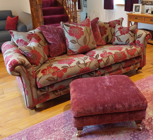 Beige red pink floral - pink,