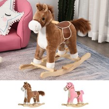 Kids Classic Plush Rocking Horse w/ Moving Mouth Tail Sounds 18-36 Months