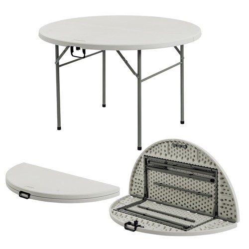Round folding trestle table - folding,