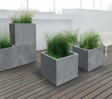 Modular Concrete Square Planter with Inner Pot – Garden Patio Home Decor, Large
