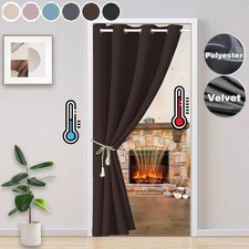Blackout Thermal Door Curtain Eyelet Ring Top Single Panel Drapes Solid Curtains