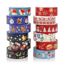 Christmas Washi Tape Set 12 Rolls Pack Colorful Decorative Thin Tapes Christmas