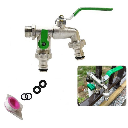 Double garden faucet with 2 - faucet, 1/2