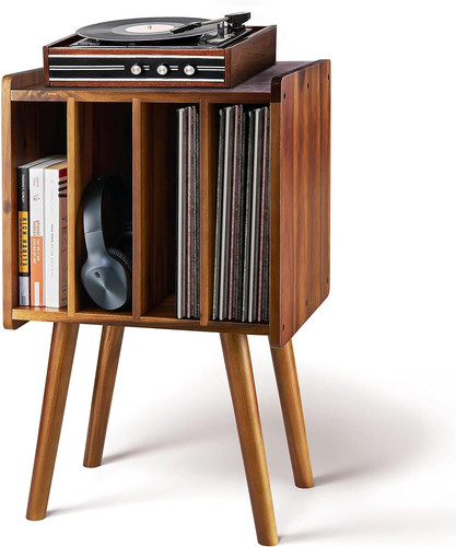 Wooden record player - record,