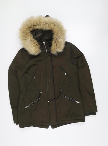 Zara women green parka coat - green,