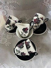 ROYAL ALBERT MASQUERADE SET 6 CUPS & SAUCERS MILK JUG SUGAR BOWL EXCELLENT