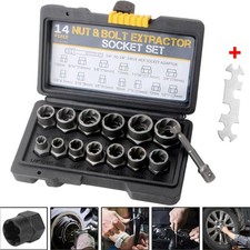 Locking Wheel Lug Nut Removal Tool Set Stud Bolt Impact Twist Socket Extractor