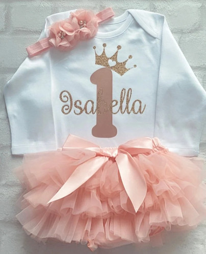 Peach tutu 1st birthday outfit - peach,