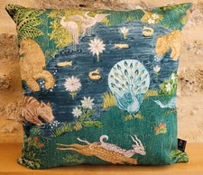 Sanderson Archive Pamir Garden Animal Kingdom Teal & Velvet Cushion Cover