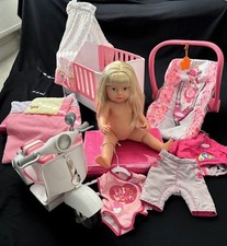 Massive Bundle Baby Born, Doll, Cot, Comfort Seat, Scooter, 2 Outfits, VGC
