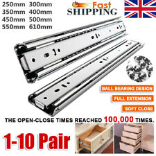 Soft Close Drawer Runners 250-600mm Ball Bearing Heavy Duty Cabinet Draw Slides