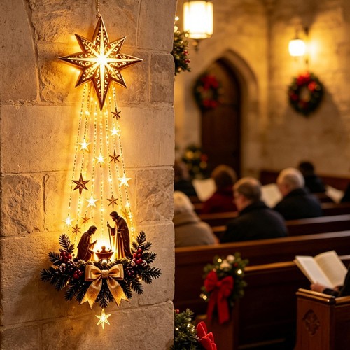 Lighted nativity wall decor - wall,