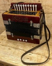 Vintage German La Corneta Sport Small 10-Button Wooden Accordion