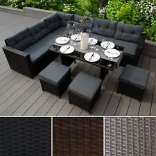 Rattan Corner Set Garden Furniture Sofa Stools Table Waterproof Cushions & Cover