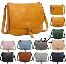 Ladies Leather Detail Satchel Bag Women Crossbody Messenger Shoulder Handbags UK