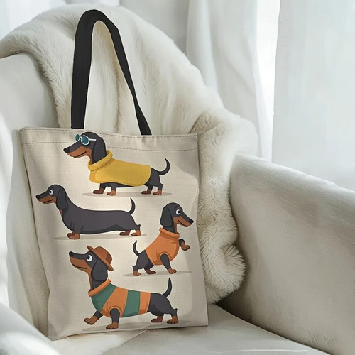 Chic dachshund print tote - dachshund, bag