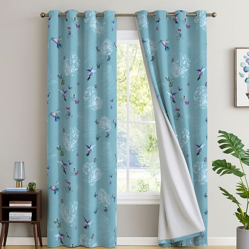 Floral blackout curtains pair - floral,