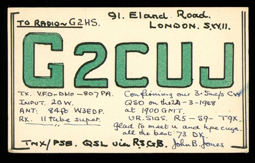 Qsl card radio g2cuj eland - g2cuj,