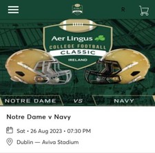 Notre Dame v Navy - Aer Lingus College Football - 4 Tickets - Great Seats!