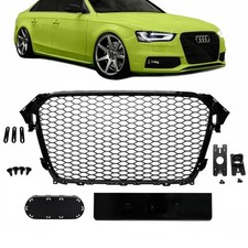Radiator grill honeycomb grill black high gloss suitable for Audi A4 B8 11-15 + accessories