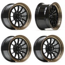 ULTRALITE UL12 15" x 8.25J ET20 4x100 4x108 BLACK BRONZE ALLOY WHEELS SET Y3170