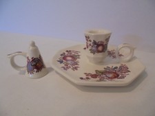 VINTAGE MASONS IRONSTONE  'FRUIT BASKET' WEE WILLIE WINKIE CANDLESTICK & SNUFFER