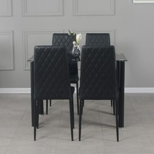 Set of 4/6 Diamond Dining Chairs Metal Legs High Back Seat Dining Room Furniture