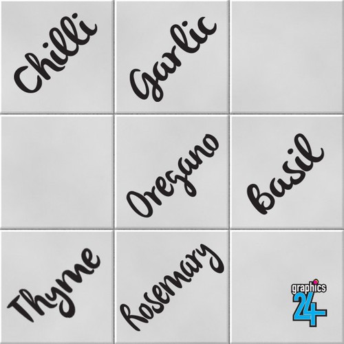 Herbs spices vinyl wall tile - herbs,