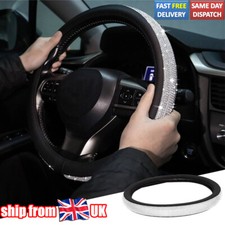 UKSELL 15" 38CM Car Steering Wheel Cover Diamante Crystal Leather Bling Non-slip