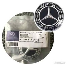 Mercedes-Benz Black Wreath Flat Bonnet Badge Emblem A2228170415 NEW 57mm Front