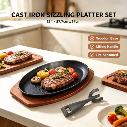 Cast iron sizzle platter - iron, hot
