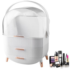 XLarge Make Up Organiser Cosmetic Vanity Case Box Drawers Skincare Storage White