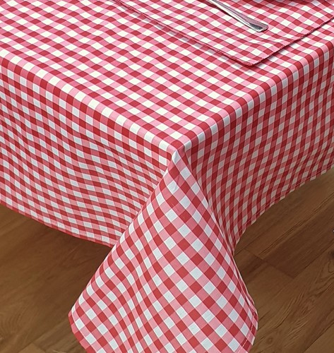 Gingham check cherry table - cherry,