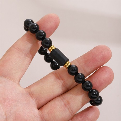 Raw black tourmaline - black, bracelet