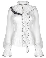 Punk Rave Womens Dark Lolita Asymmetric Jacquard & Chiffon Blouse Top