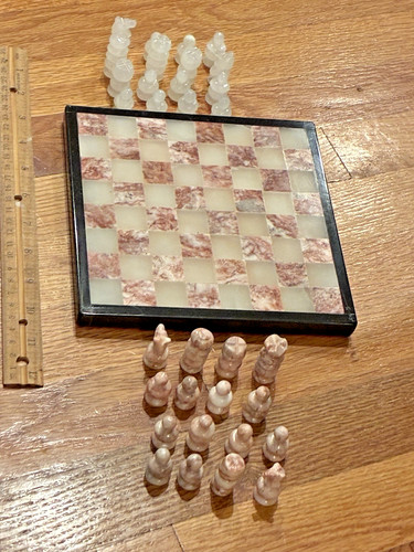 Vintage stone chess set - stone,