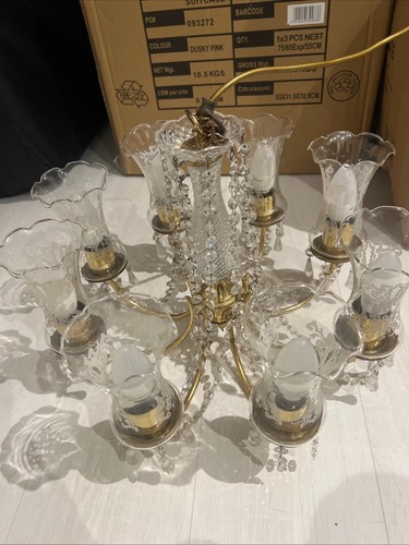 Vintage brass crystal - brass, &