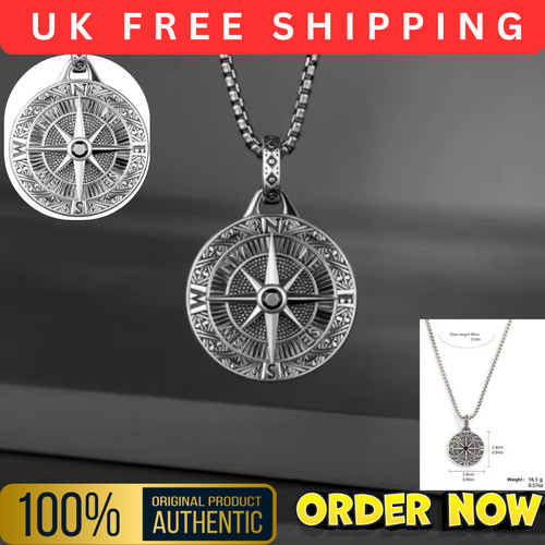 Compass pendant men - compass, necklace