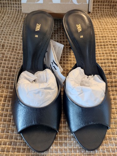Zara black leather shoes - black,